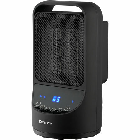 Kenmore 11-1/2" Portable Ceramic Heater - Ceramic - 3 x Heat Settings - Timer - Remote Control - Oscillation - Office, Room, Dorm - Portable - Black