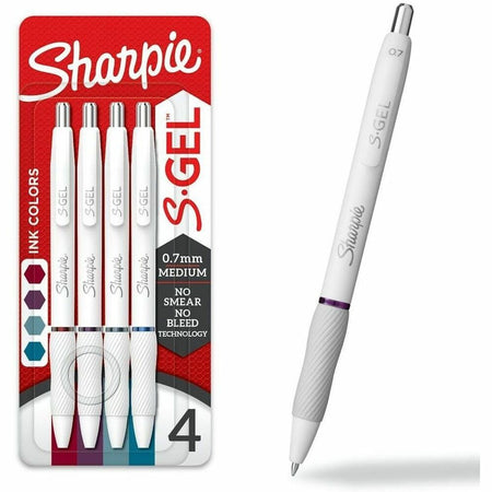 Sharpie S-Gel Pens - 0.7 mm Medium Pen Point - Retractable - Bold Jewel Ink - Gel-based - Pearl White Plastic Barrel - 4 / Pack