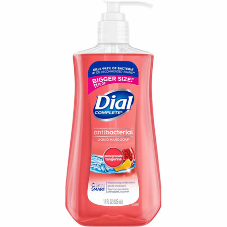 Dial Pomegranate Tangerine Antibacterial Hand Soap - Pomegranate & Tangerine Scent - 11 fl oz - Pump Dispenser - Bacteria Remover, Residue Remover - Multipurpose - Moisturizing - Antibacterial - Pink - 12 / Carton