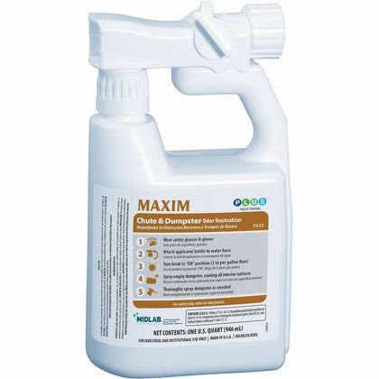 Midlab Chute and Dumpster Odor Neutralizer - For Garbage Can, Food Service - Concentrate - 32 fl oz (1 quart) - 4 / Carton - Deodorize, Odor Neutralizer - White