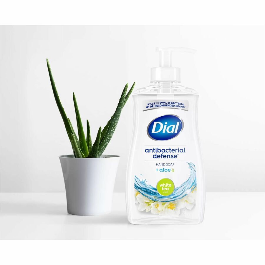 Dial White Tea Antibacterial Hand Soap - White Tea Scent - 11 fl oz - Pump Dispenser - Bacteria Remover - Hand, Healthcare, School, Office, Restaurant, Daycare - Moisturizing - Antibacterial - Clear - 12 / Carton