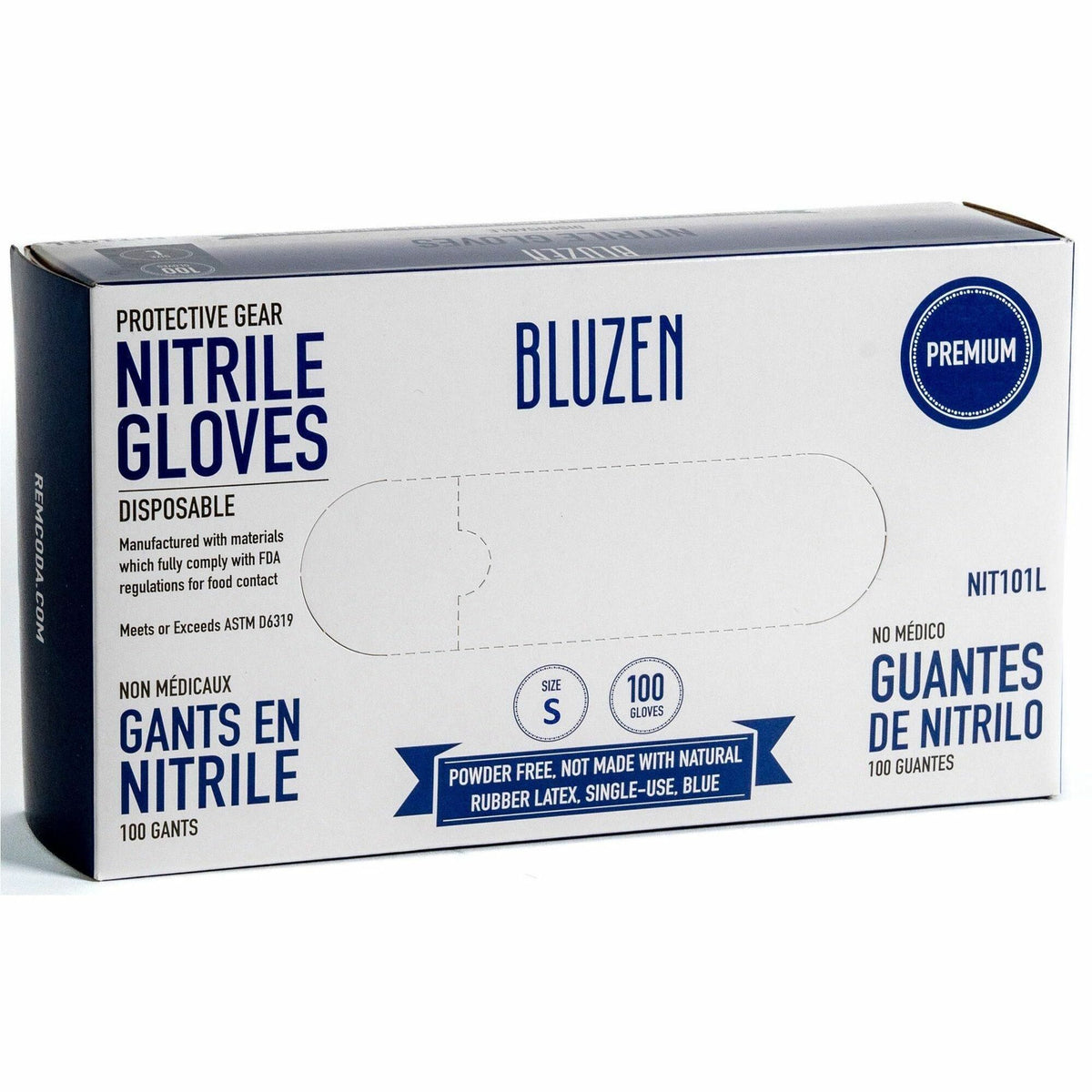 BLUZEN Extra-Strength Nitrile Gloves - 4 mil Thickness - Chemical Protection - Small Size - For Right/Left Hand - Nitrile - Blue - Durable, Comfortable, Extra Strength, Snug Fit, Chemical Resistant - 100/Box - 10 / Carton
