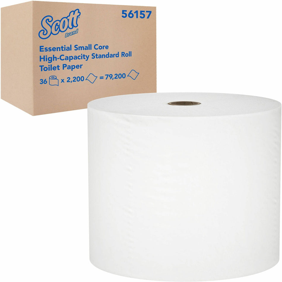 Scott Essential Small Core Toilet Paper - 1 Ply - 2200 Sheets/Roll - White - 36 / Carton