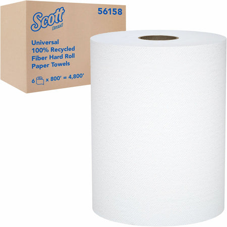 Scott® Universal 100% Recycled Fiber Hard Roll Paper Towels - 1 1/2" Core - White - Fiber - 6 / Carton