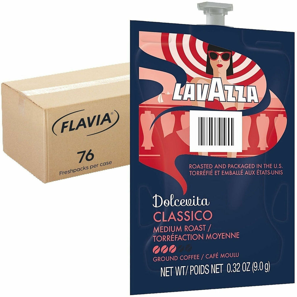 Flavia Ground, Freshpack Classico Coffee - Medium - 0.3 oz - Ground, Freshpack - Classico, Arabica, Robusta - 76 / Carton