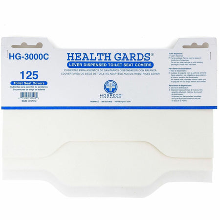 Health Gards Lever Dispense Toilet Covers - Half-fold - For Toilet, Public Toilet - White - Paper - 125 Seat Covers/Pack - 24 / Carton
