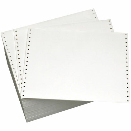 Domtar Continuous Forms: 11’’ x 14 7/8’’ 20 lb Green Bar Paper - 2700 Sheets - Specialty