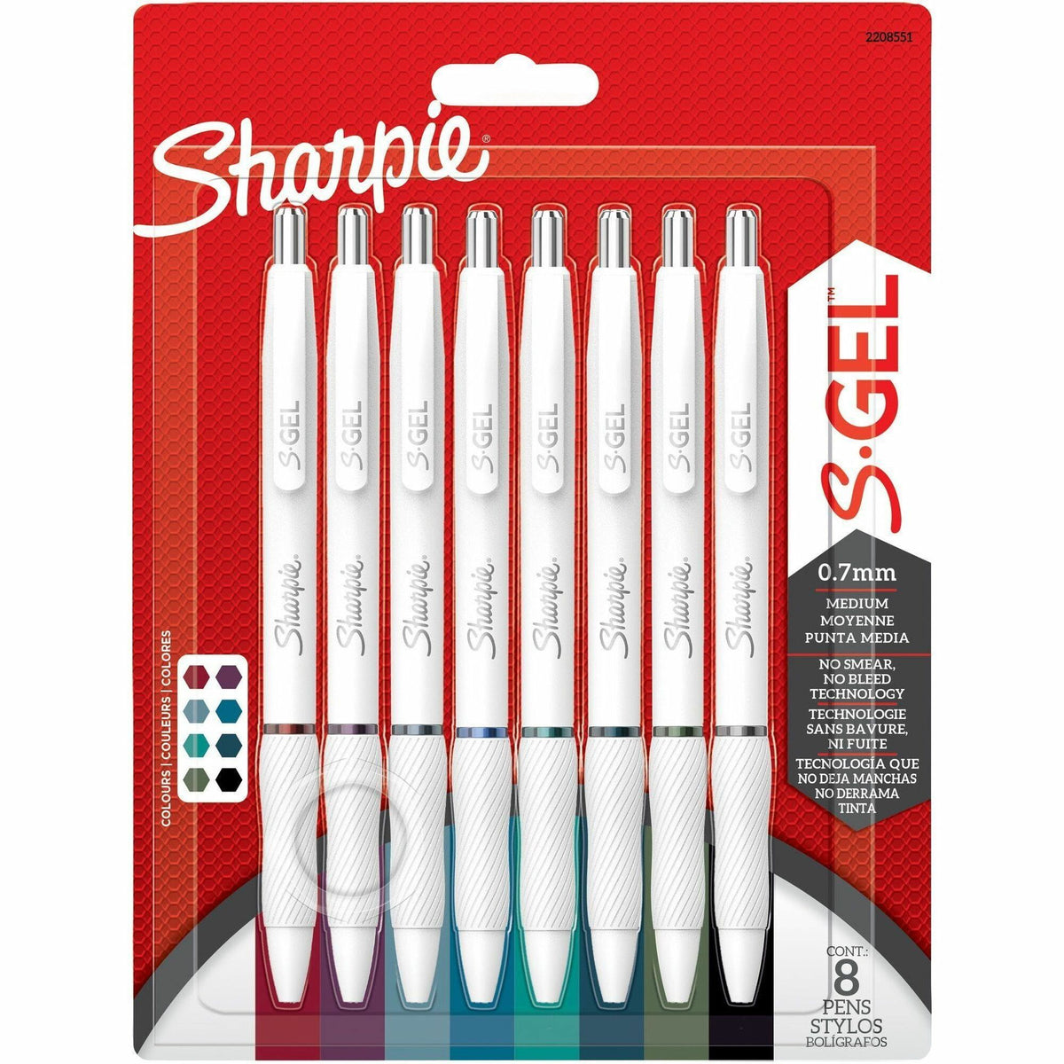 Sharpie S-Gel Pens - 0.7 mm Pen Point - Assorted Ink - Gel-based - 8 / Pack