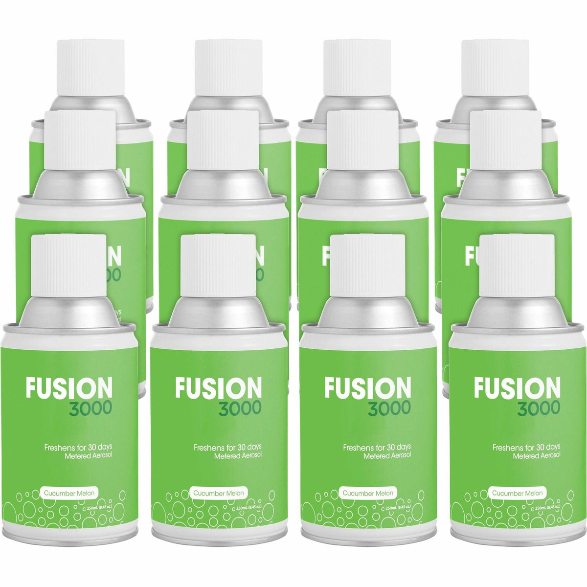 Fresh Products Fusion 3000 Metered Aerosols - 6000 ftÔøΩ - Cucumber Melon - 30 Day - Odor Neutralizer, VOC Compliant - 12 / Carton