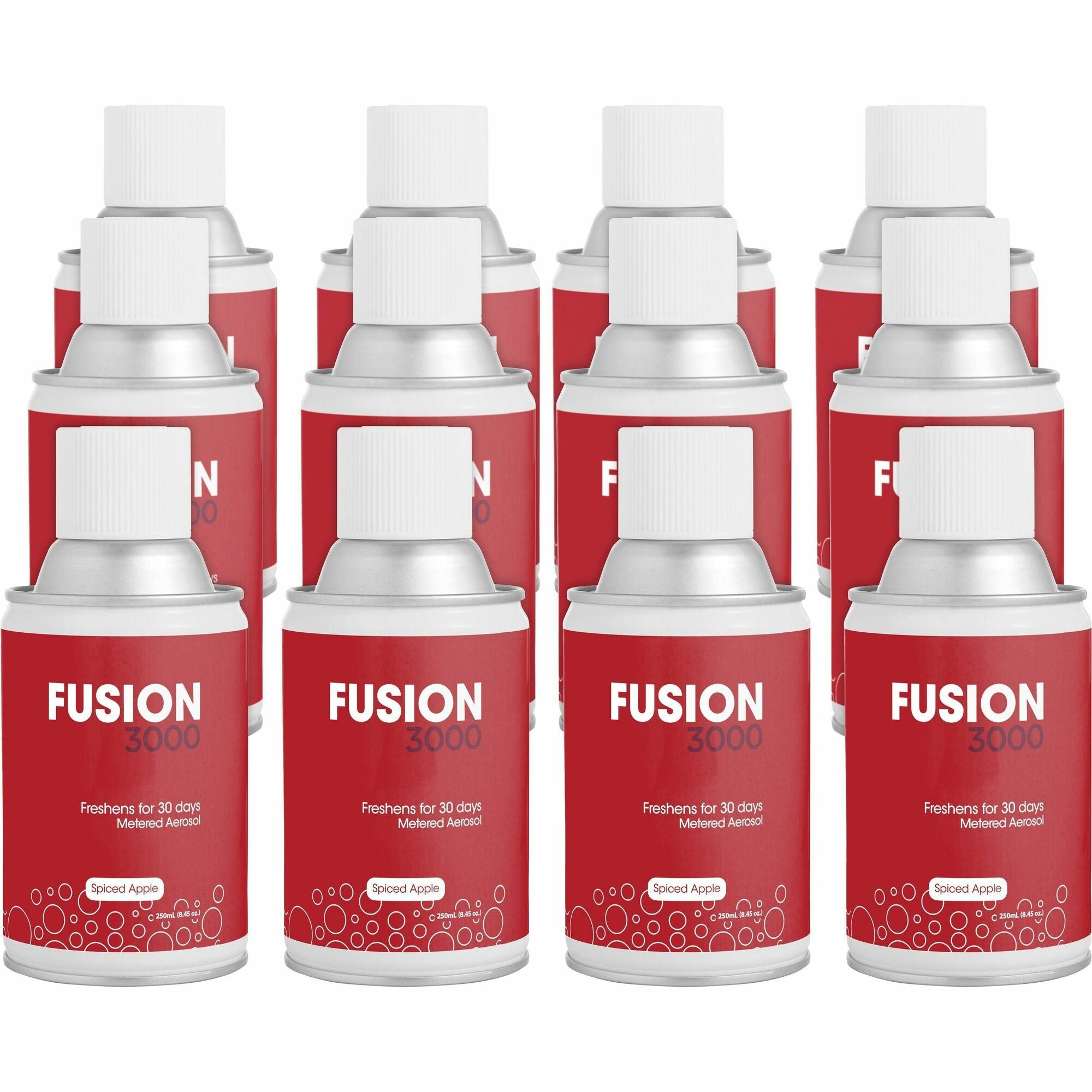 Fresh Products Fusion 3000 Metered Aerosols - 6000 ftÔøΩ - Spiced Apple - 30 Day - Odor Neutralizer, VOC Compliant - 12 / Carton
