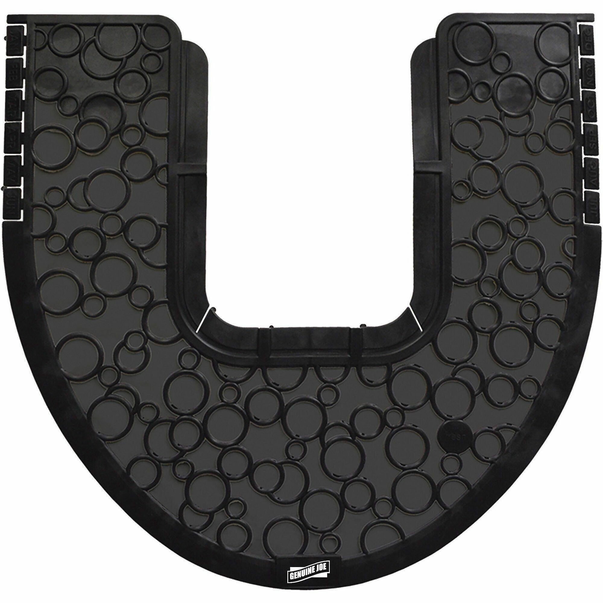 Genuine Joe Deodorizing Commode Mat - Bathroom, Commode, Restroom, Urinal, Floor - 1.81" Length x 22.63" Width x 22.250" Depth - Black - 6 / Carton
