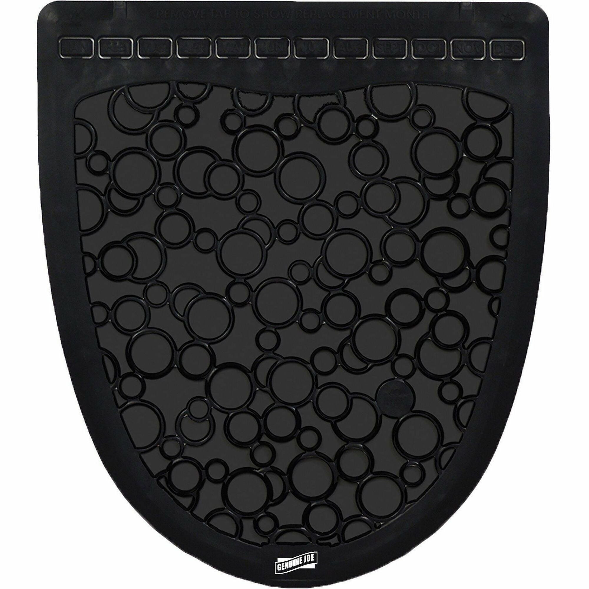 Genuine Joe Deodorizing Urinal Mats - Urinal, Restroom - 18.75" Width x 20.380" Depth - Black - 6 / Carton
