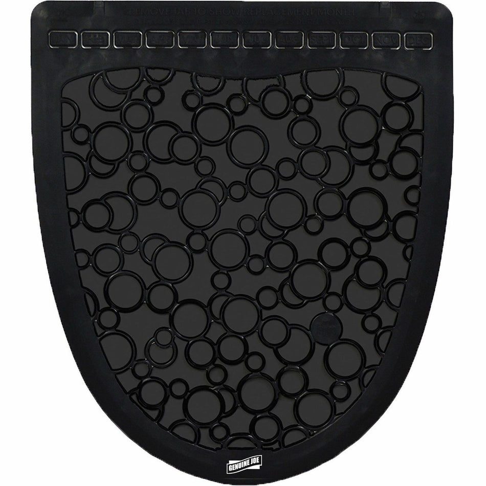 Genuine Joe Deodorizing Urinal Mats - Urinal, Restroom - 18.75" Width x 20.380" Depth - Black - 6 / Carton