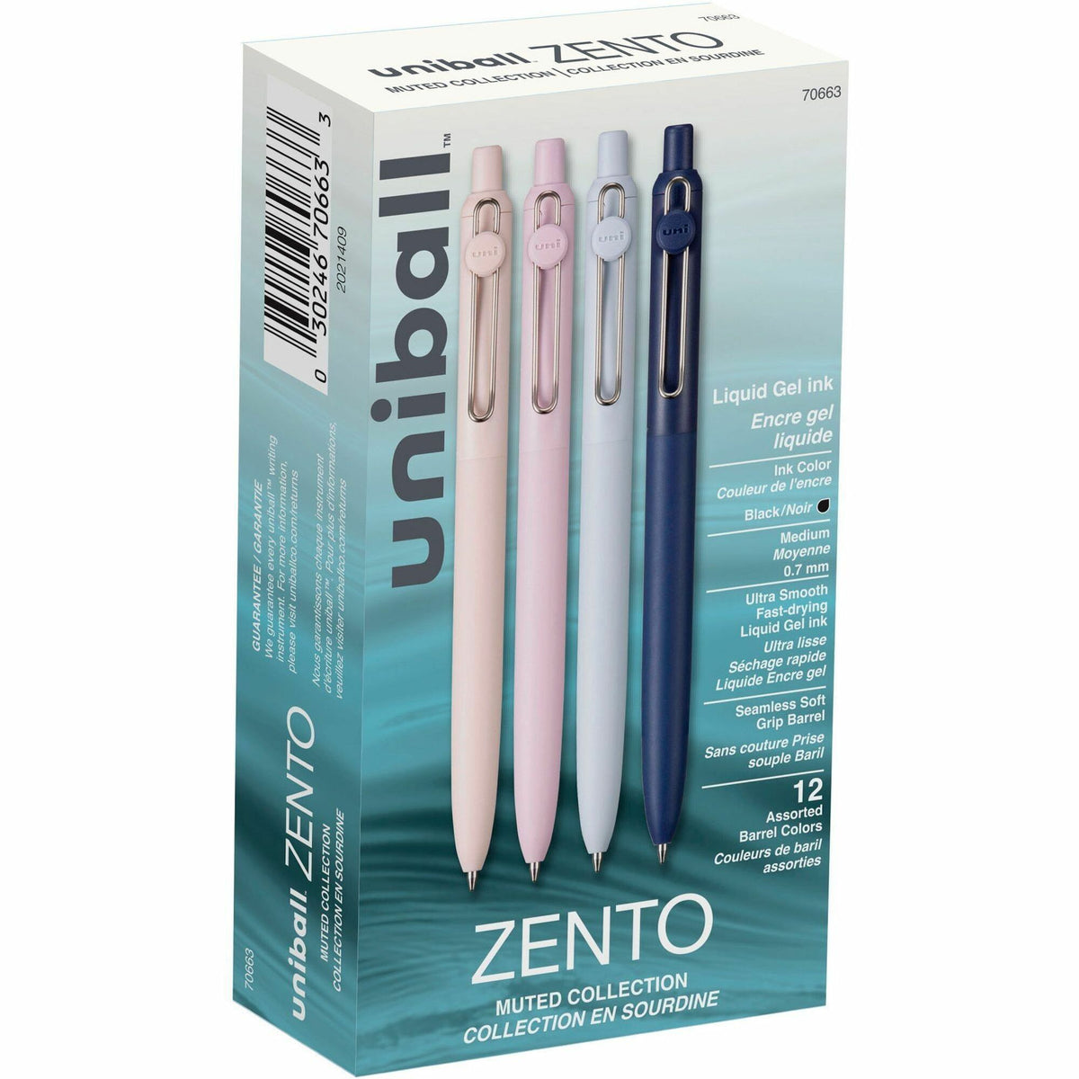 uniball™ Zento Retractable Liquid Gel Pens - 0.7 mm Medium Pen Point - Retractable - Black Ink - Liquid Gel Ink - 1 Dozen