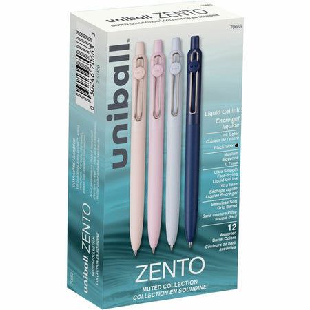 uniball™ Zento Retractable Liquid Gel Pens - 0.7 mm Medium Pen Point - Retractable - Black Ink - Liquid Gel Ink - 1 Dozen