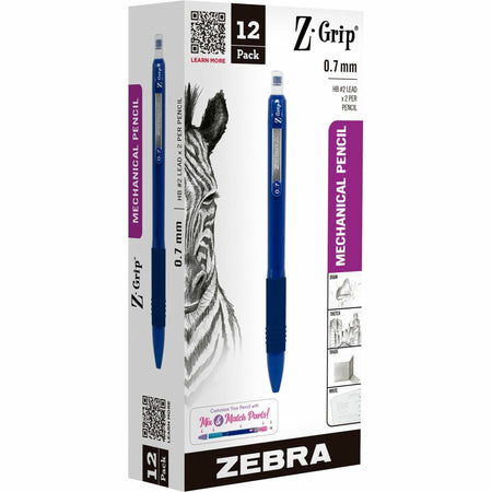 Zebra Pen Z-Grip Mechanical Pencil - 0.7 mm Lead - HB/#2 - Refillable - Navy Blue Barrel - 1 Dozen