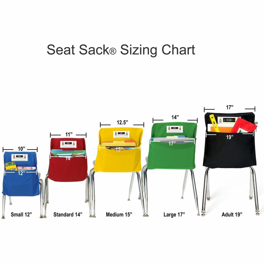 Seat Sack Classroom Pack One-Pocket - 1 Pocket(s) - 1 Compartment(s) - 14" Width x 2" Depth - Chair - Desk Space, Durable, Laminated, Washable, Expandable, Easy to Clean - Blue - Poly Cotton - 25/Pack - 1 / Carton