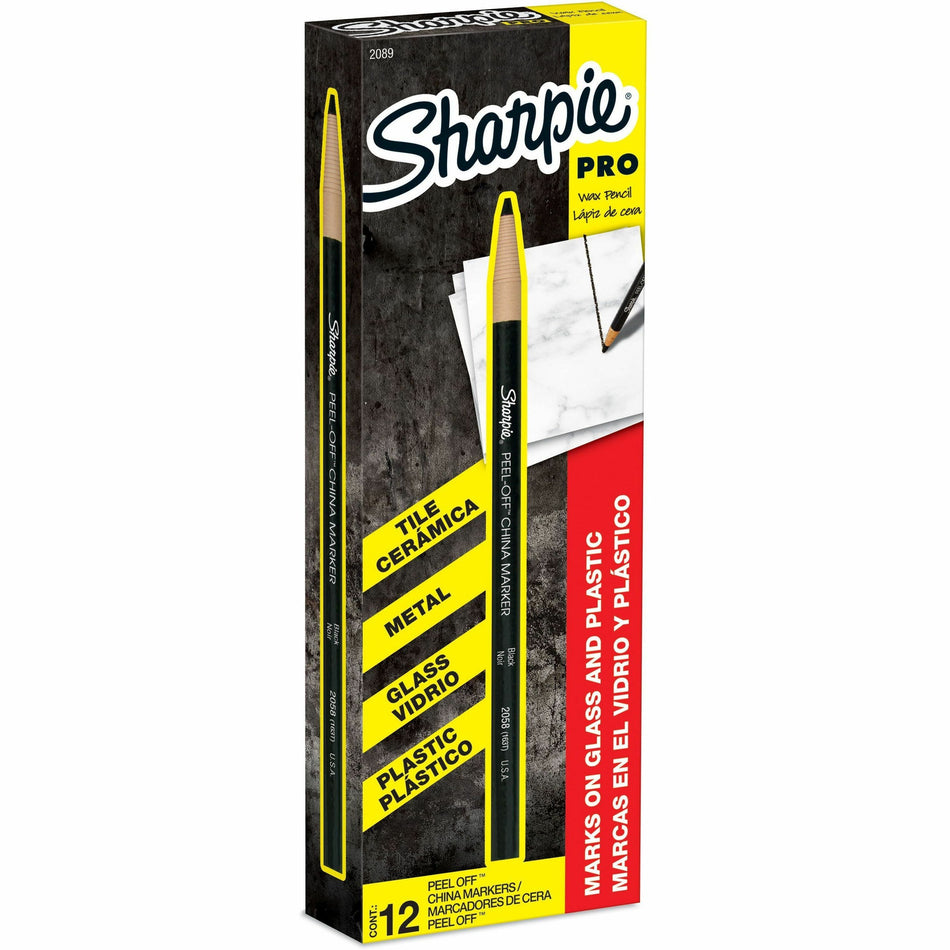 Sharpie Peel-Off China Marker - Black Lead - Black Barrel - 1 Dozen
