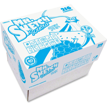 Mr. Sketch Stix Classpack Scented Markers - 0.8 mm Fine Bullet Marker Point - Black, Blue, Green, Orange, Red, Yellow, Dark Green, Brown, Magenta, Purple, Pink, ... Ink - Water Based - 216 / Box