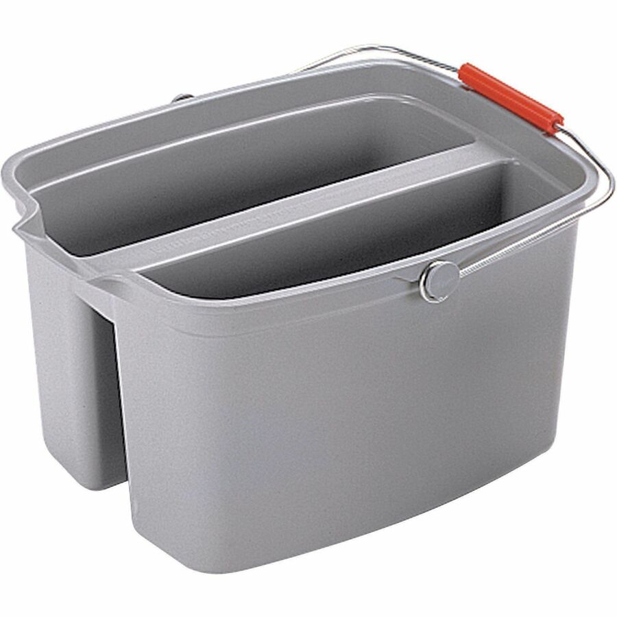 Rubbermaid Commercial 19 QT Double Pail - 4.75 gal - Dual Bucket Handle - 17.8’’ x 18.1’’ - Plastic - Gray - 1 Each