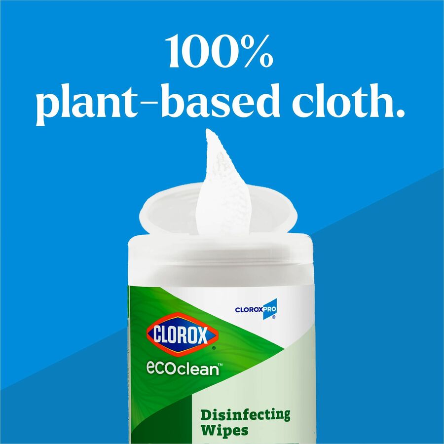 Clorox EcoClean Disinfecting Wipes - For Multi Surface, Multipurpose - Ready-To-Use - Wipe - Dye-free, Bleach-free, Ammonia-free, Chemical-free - Green - 75/Tub - 6 / Carton
