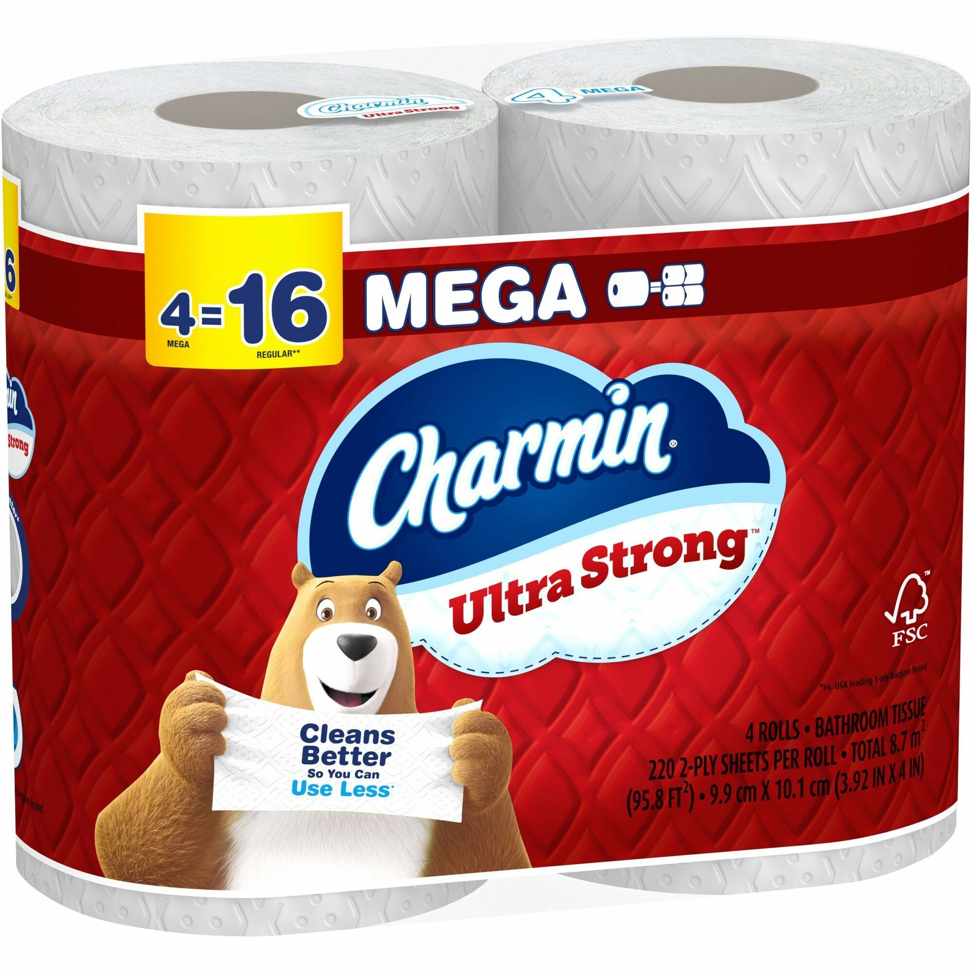 Charmin Mega Roll Bath Tissue - 2 Ply - Mega - 200 Sheets/Roll - White - 4 / Pack