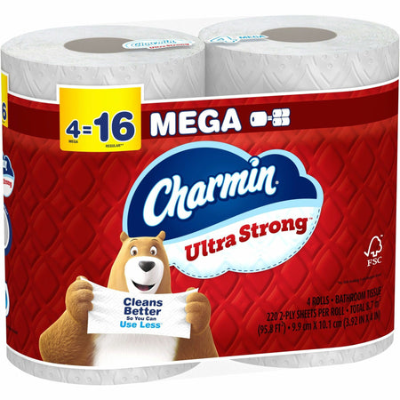 Charmin Mega Roll Bath Tissue - 2 Ply - Mega - 200 Sheets/Roll - White - 4 / Pack
