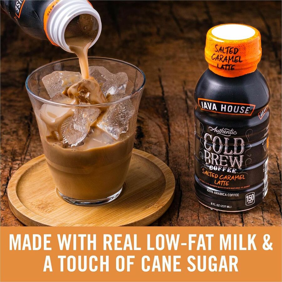 Java House Bottle Authentic Cold Brew Salted Caramel Latte - Cold Brewed - 8 oz Per Bottle - Bottle - Salted Caramel Latte - 12 / Box