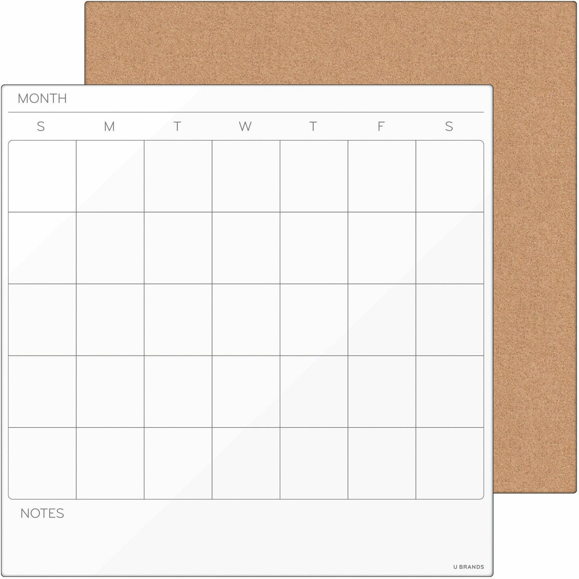 U Brands Tile Board Value Pack Frameless Dry-Erase Calendar & Corkboard - 2 / Pack