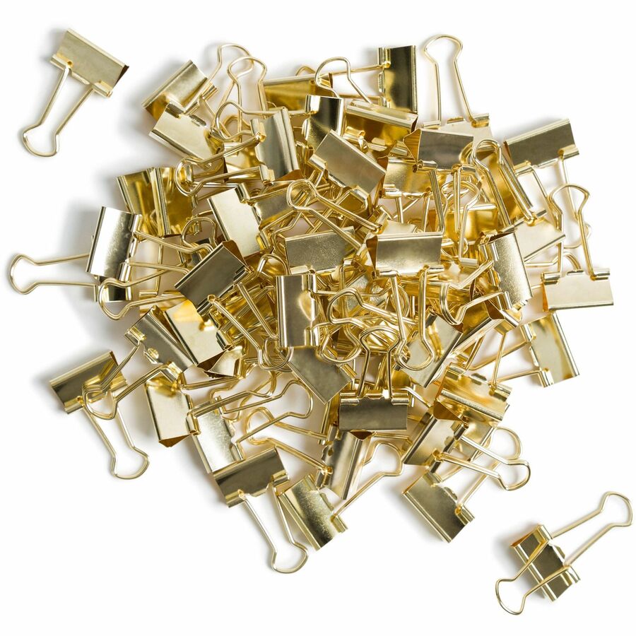 U Brands Binder Clip - Small - 75 Sheet Capacity - for Project, Home, Classroom, Office - Acid-free, Non-magnetic - Gold - Steel - 72 / Pack