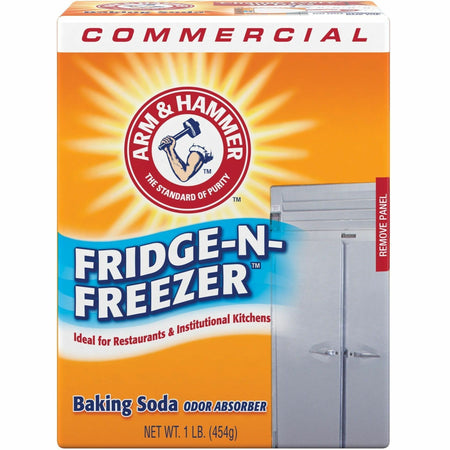Arm & Hammer Commercial Fridge Odor Absorber - For Refrigerator, Restaurant, Kitchen, Commercial - 16 oz (1 lb) - Chemical-free, Spill Resistant, Unscented, Environmentally Friendly - Orange - 12 / Carton