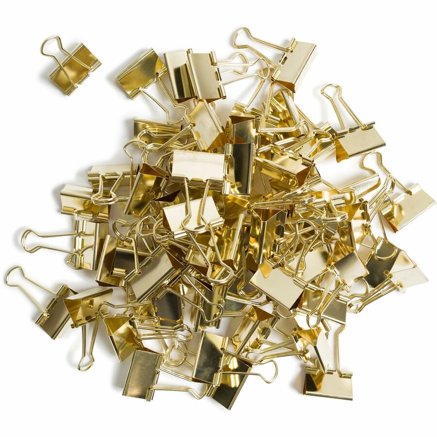 U Brands Binder Clip - Medium - 145 Sheet Capacity - for Office, Classroom, Home, Project - Acid-free, Non-magnetic - Gold - Steel - 72 / Pack