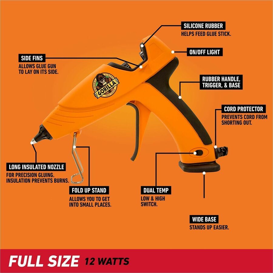 Gorilla Dual Temp Glue Gun - Orange, Black