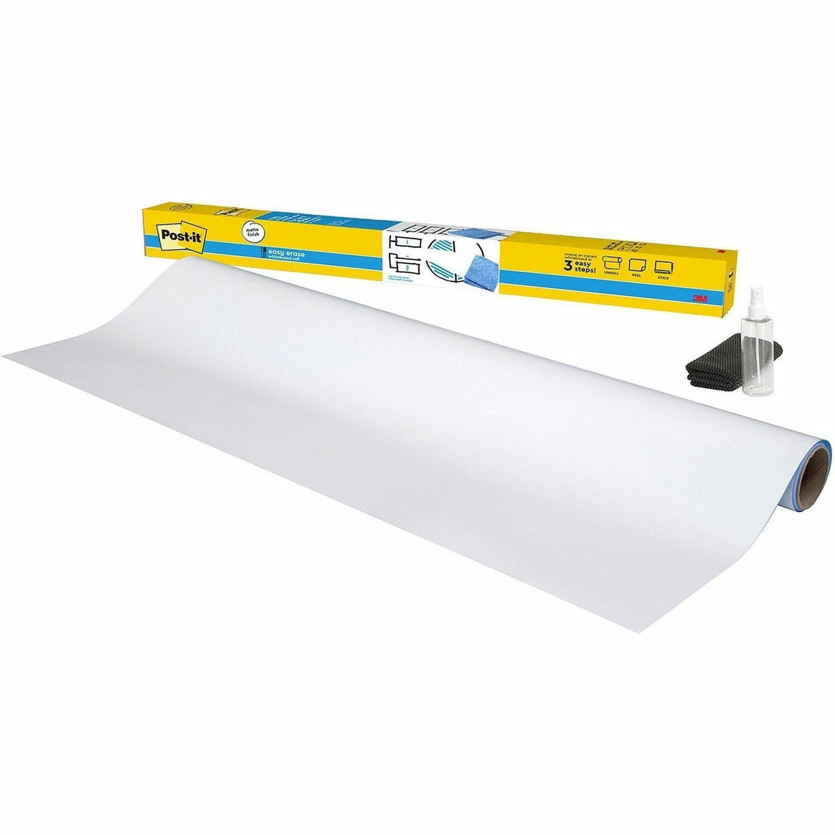 Post-it® Easy Erase Whiteboard Roll, 8'x4' - 48" (4 ft) Width x 96" (8 ft) Height - White Polyester Surface - Rectangle - Stain Proof, Wipe-off, Smooth Surface - 1 Each