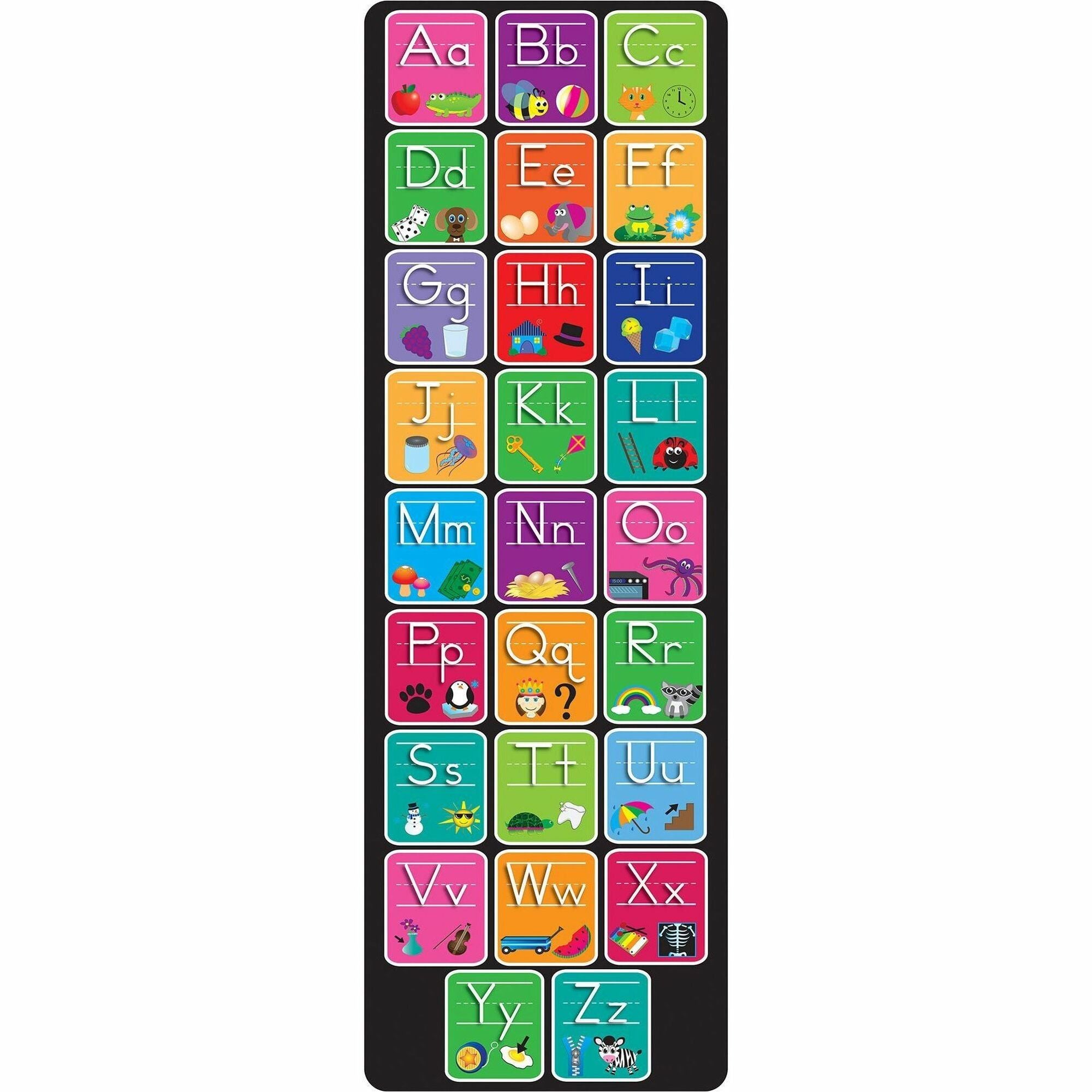 Ashley Smart Poly Original Fun Mat - Floor, Classroom - 47" Length x 15.50" Width - Alphabet, Matching Pictures - Multicolor - 1 Each