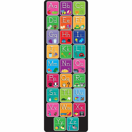 Ashley Smart Poly Original Fun Mat - Floor, Classroom - 47" Length x 15.50" Width - Alphabet, Matching Pictures - Multicolor - 1 Each