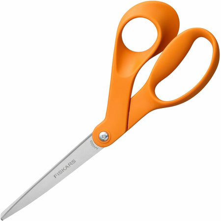 Fiskars Original Orange-handled Scissors - 8" Overall Length - Bent - Stainless Steel Precision-ground Blade - Sharp Tip - 1 Each