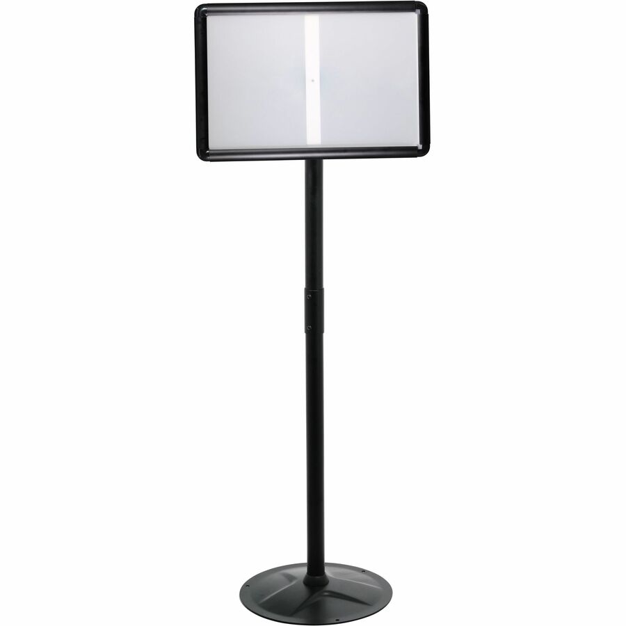 Kantek Floor Stand Sign Holder - Print/Message - "Portrait, Landscape - 51" Height - Heavy Duty, Impact Resistant - High Traffic Area, Display, Sign, Indoor, Outdoor - Steel - Black - 1 Each