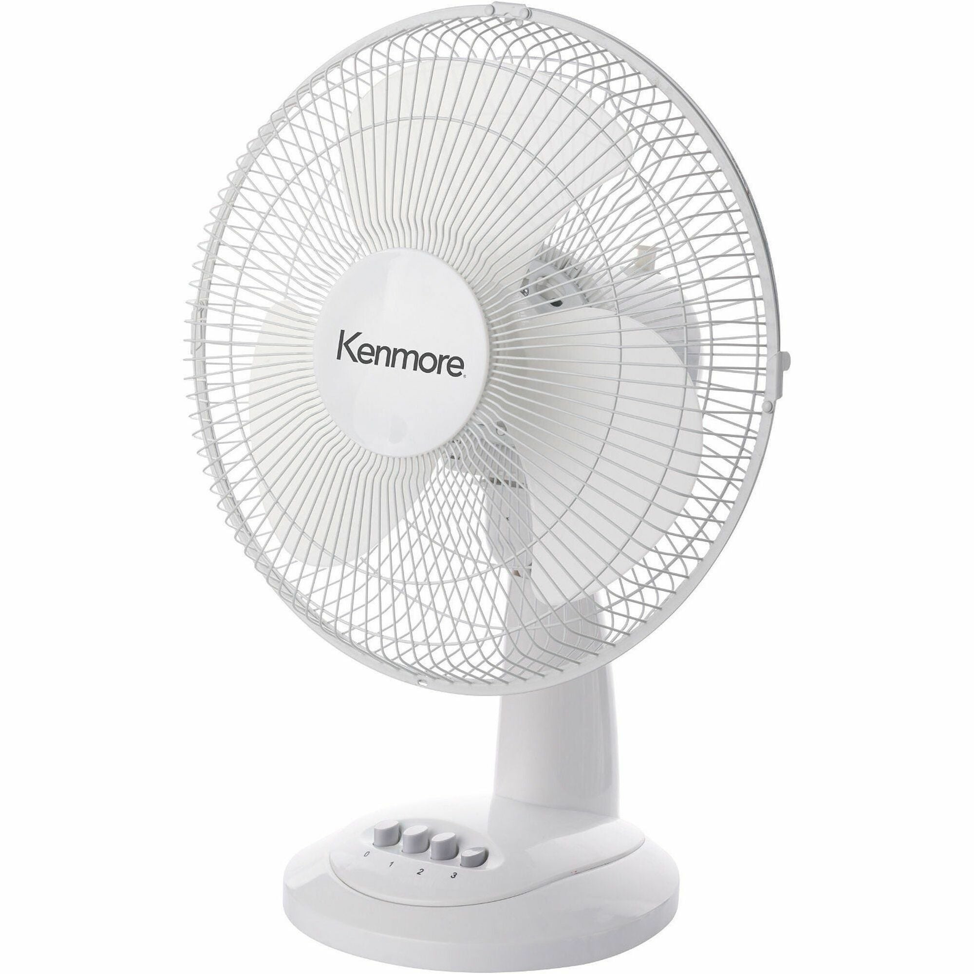 Kenmore 12" Desk Fan - 3 Speed - Oscillating, Air Circulation - White