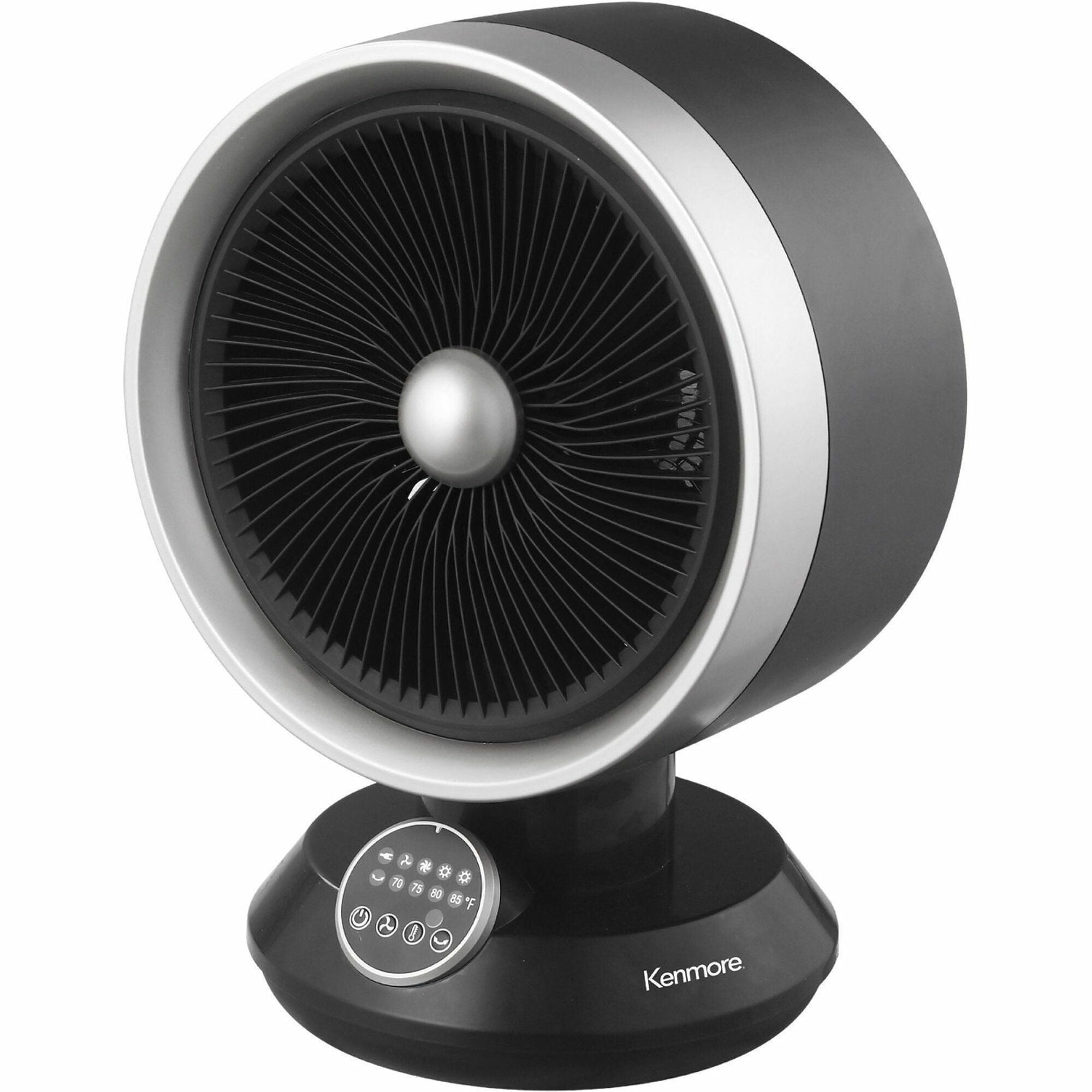 Kenmore Fan & Heater Combo - 2 x Heat Settings - Remote Control - Oscillation - Office, Room, Kitchen - Desk - Black