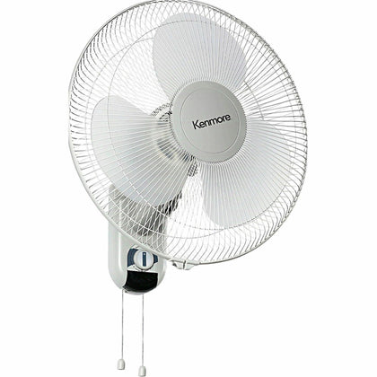 Kenmore 16’’ Wall Fan: 3-Speed Oscillating & Adjustable - White - Fans