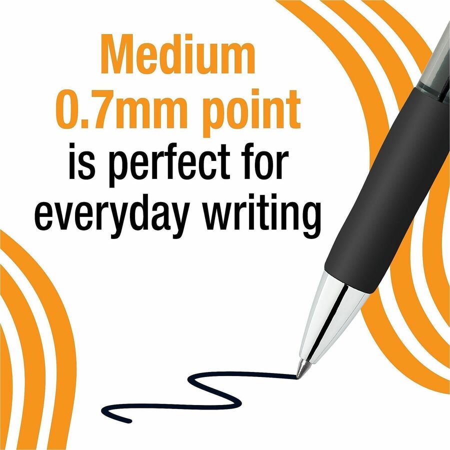 BIC Gelocity Pro Gel Pen - 0.7 mm Medium Pen Point - Retractable - Black Ink - Gel-based - Round Barrel - 4 / Pack