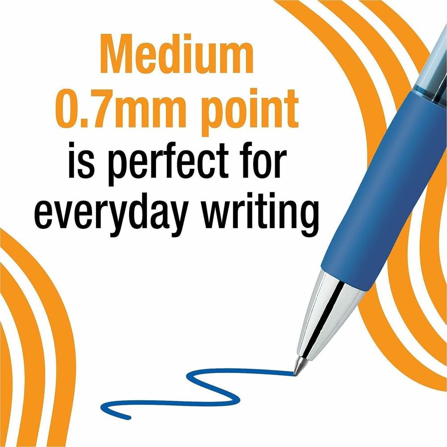 BIC Gelocity Pro Gel Pen - 0.7 mm Medium Pen Point - Retractable - Blue Ink - Gel-based - Round Barrel - 1 Dozen