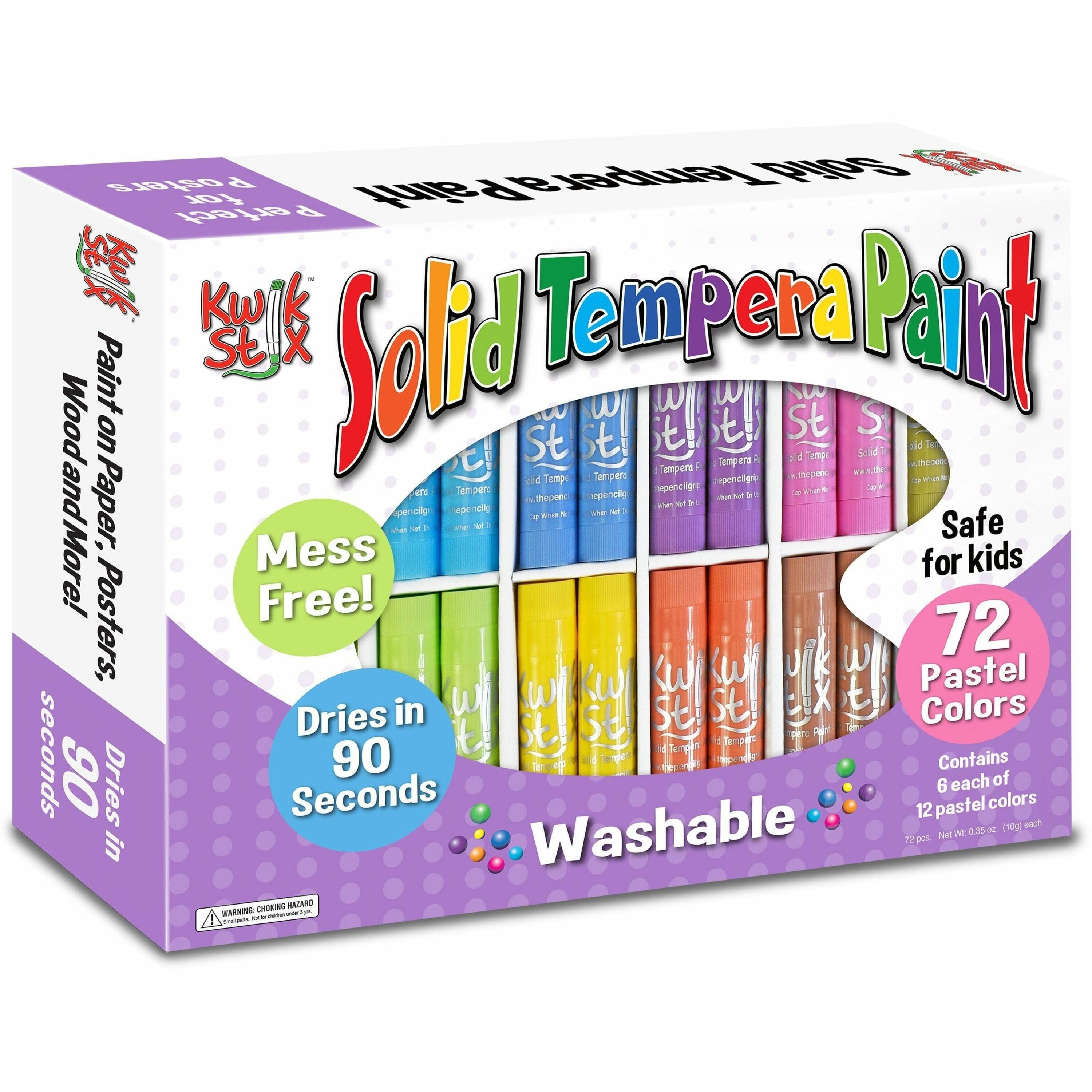 Kwik Stix Kwik Stix Tempera Paint/Paper Set - Stick - Assorted Pastel - Washable - 72/Set - 1 Each