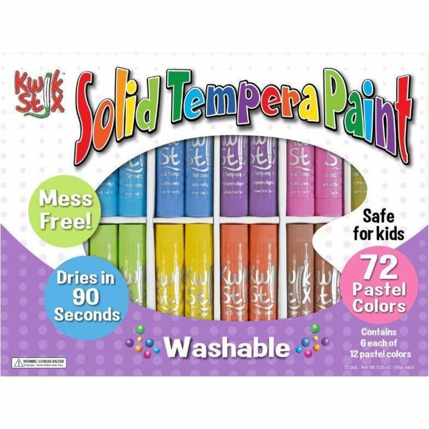 Kwik Stix Kwik Stix Tempera Paint/Paper Set - Stick - Assorted Pastel - Washable - 72/Set - 1 Each