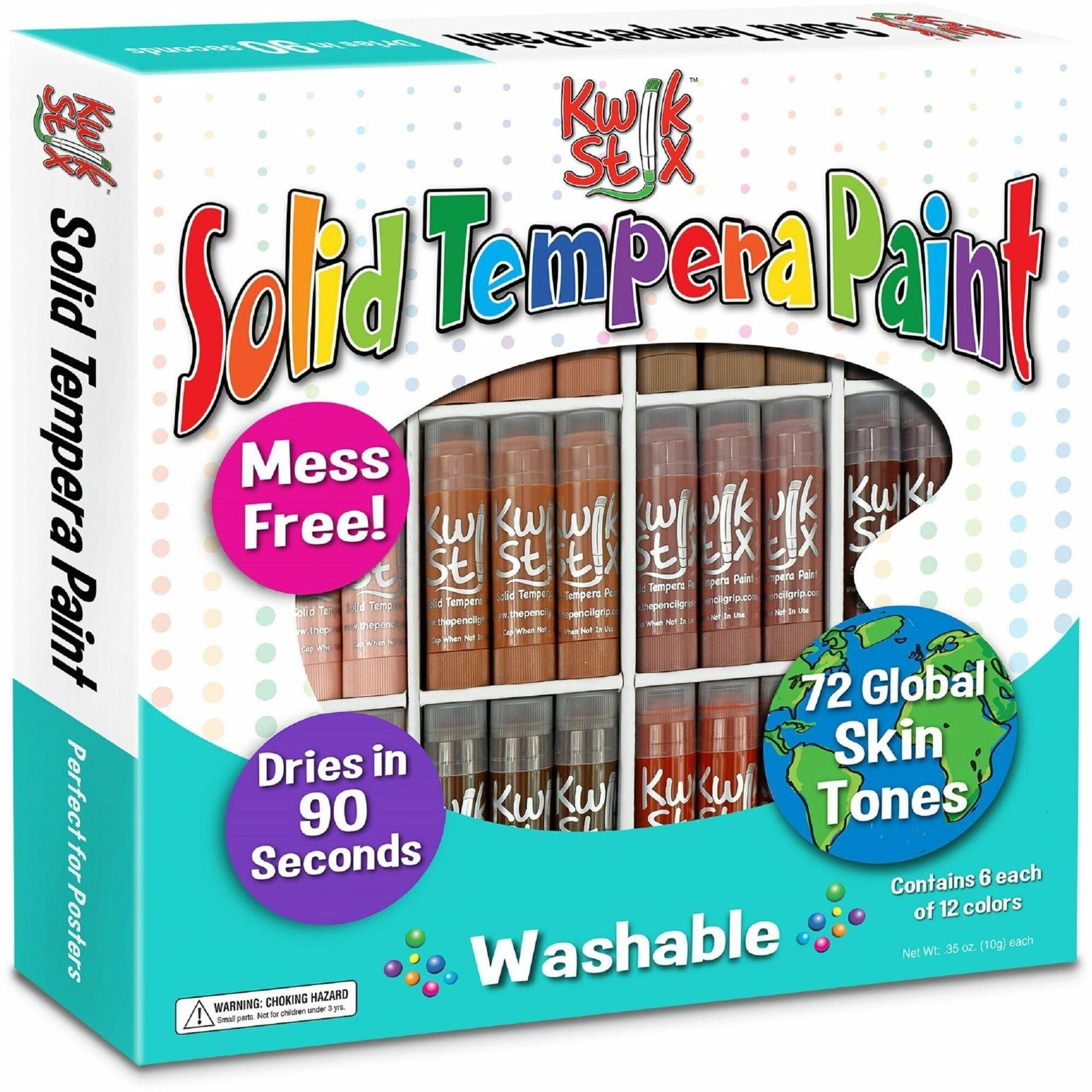 Kwik Stix Kwik Stix Tempera Paint/Paper Set - Stick - Assorted Skin Tone - Washable - 72/Set - 1 Each