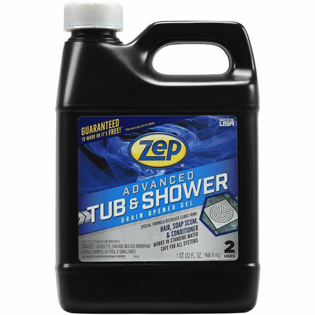 Zep Commercial Advanced Tub and Shower Drain Opener Gel - For Drain, Bathtub, Shower, Home - Gel - 32 fl oz (1 quart) - Yellow - 1 Each