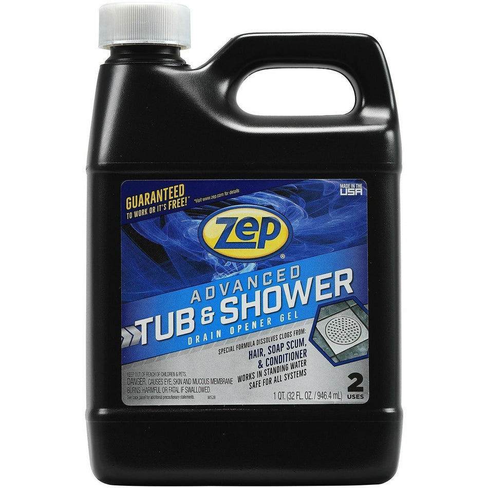 Zep Commercial Advanced Tub and Shower Drain Opener Gel - For Drain, Bathtub, Shower, Home - Gel - 32 fl oz (1 quart) - Yellow - 1 Each