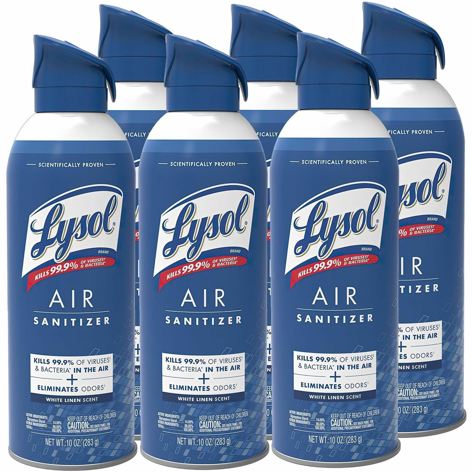 Lysol Linen Scent Air Sanitizer - Spray - 10 fl oz (0.3 quart) - White Linen - Odor Neutralizer - 6 / Carton