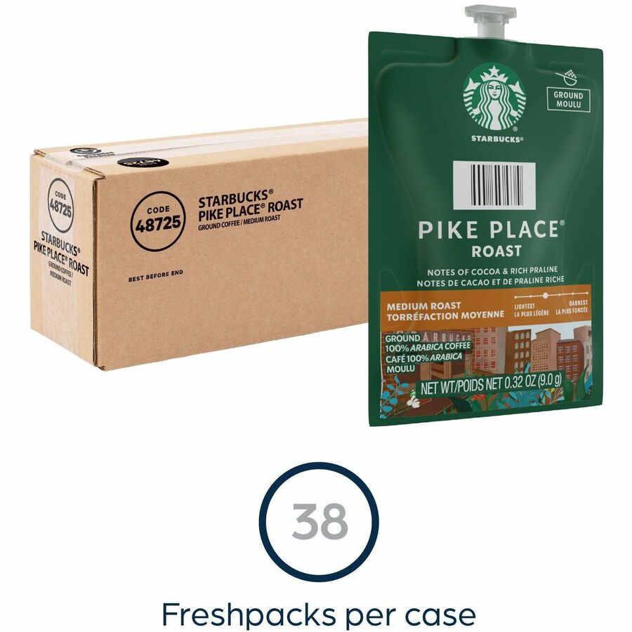 Starbucks Freshpack Pike Place Roast Freshpack - Compatible with Flavia - Medium - 0.3 oz - Freshpack - Pike Place - 38 / Carton
